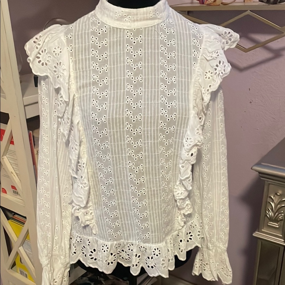Elegant White Eyelet Lace Top